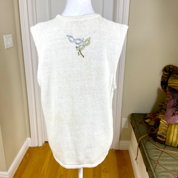 Bobbie Brooks Sweater Vest Masks NYE Ivory Gold Silver (XL) - Picture 4 of 7